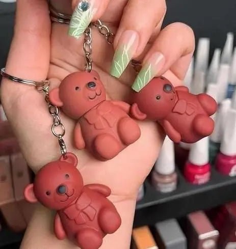 2 in 1 Keychain Lipstick Bear Matte (Pack of 2, Assorted) - AMAZIKART