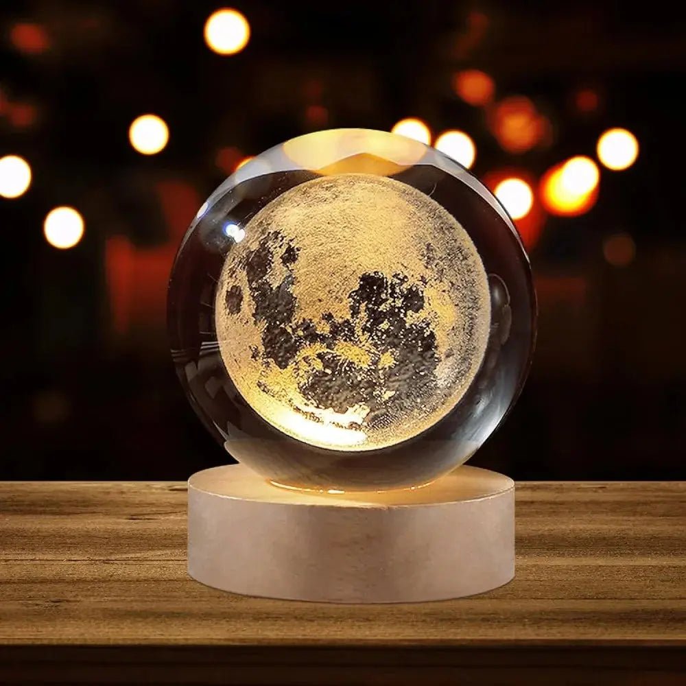 3D Night Lamp Crystal Moon Ball - AMAZIKART