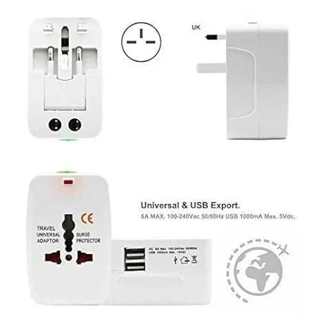 Worldwide Travel Adapter With USB Ports - AMAZIKART